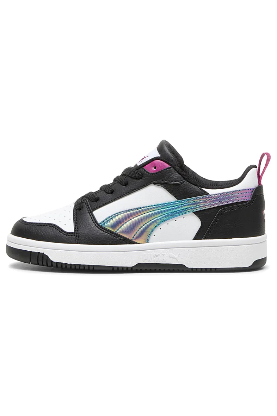 PUMA Sneakers Bianche e nere con bande laterali colorate Rebound V6 Lo Bouncy Sky Jr