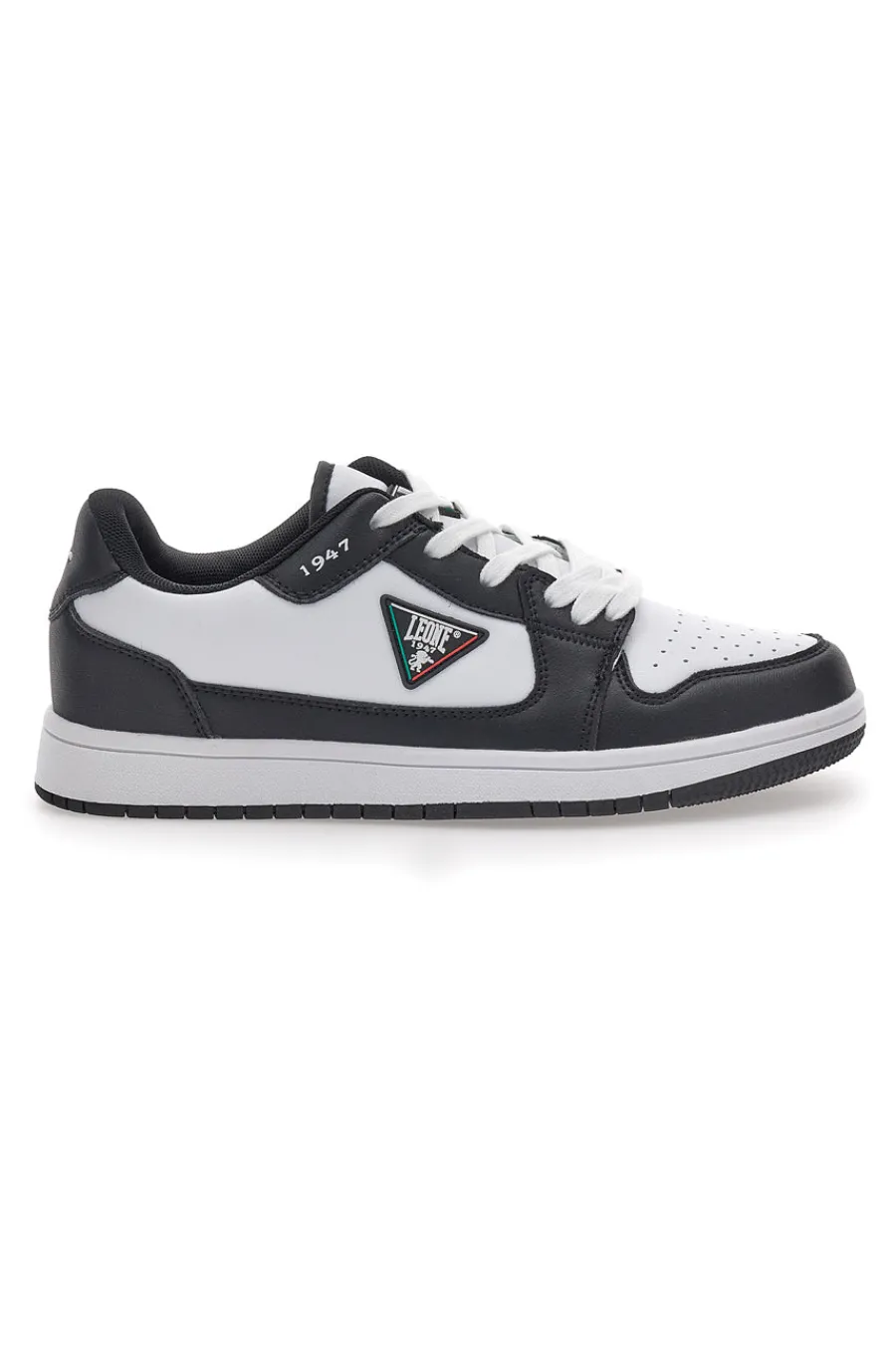 Uomo LEONE Sneakers Bianche e Nere Con Lacci M075S9LOW