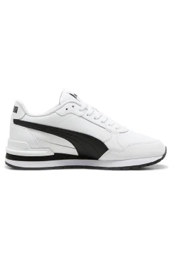 PUMA Sneakers Bianche e Nere con Tomaia in Pelle ST Runner v4 L Jr