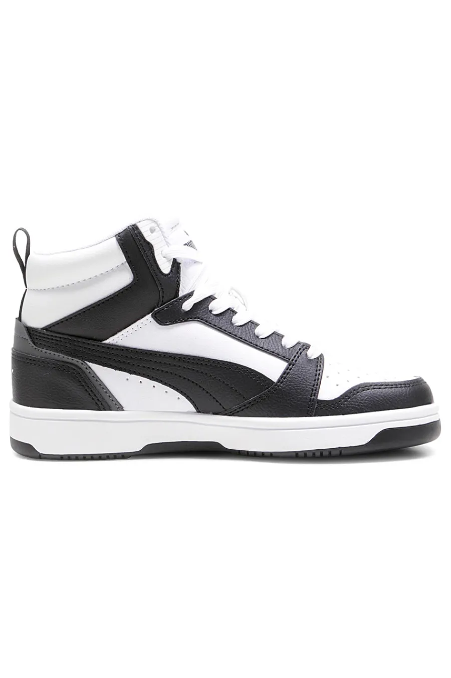 PUMA Sneakers bianche e nere mid-cut in materie sintetiche Rebound V6 Mid Jr