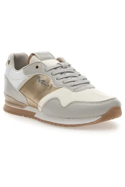 PEPE JEANS Sneakers Bianche e Oro Con Lacci London Shine W Clearance