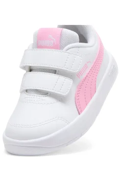 PUMA Sneakers Bianche e Rosa Con Strappi Courtflex V3 V Inf