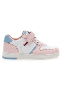 LEVI'S Sneakers Bianche e Rosa con Tomaia Traforata e Velcro 04