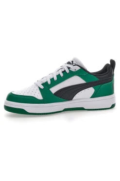 PUMA Sneakers Bianche e Verdi Con Stringa Laterale Rebound V6 LO JR
