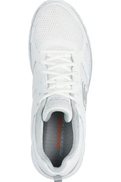 Uomo SKECHERS Sneakers bianche in pelle e mesh con soletta memory foam Burns Agoura da Uomo