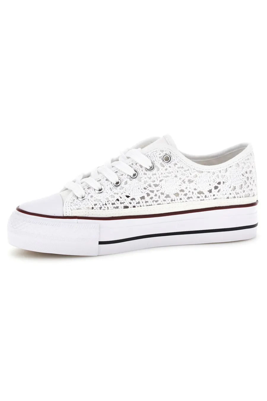 2T2L Sneakers bianche in tela con trama ricamata traforata con lacci 8013 Outlet