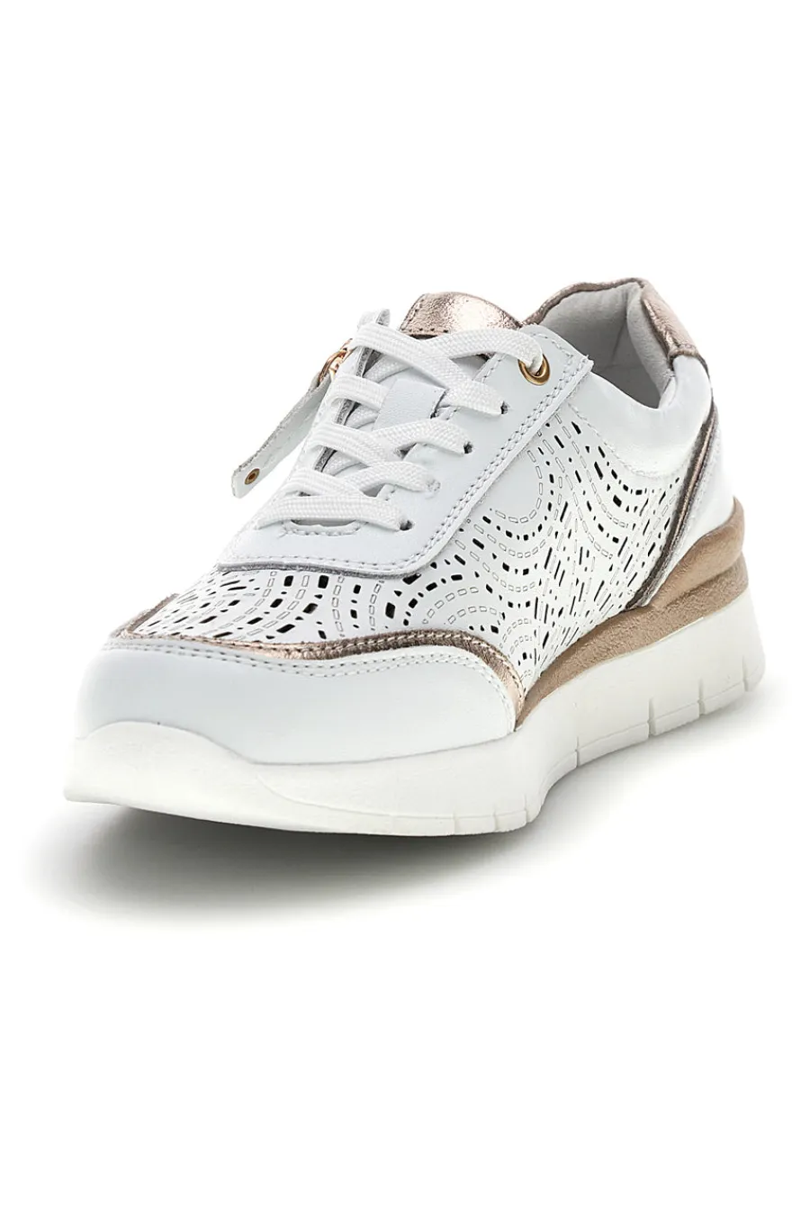 PRIMA RIGA Sneakers bianche traforate in pelle con suoletta estraibile 33314 Outlet