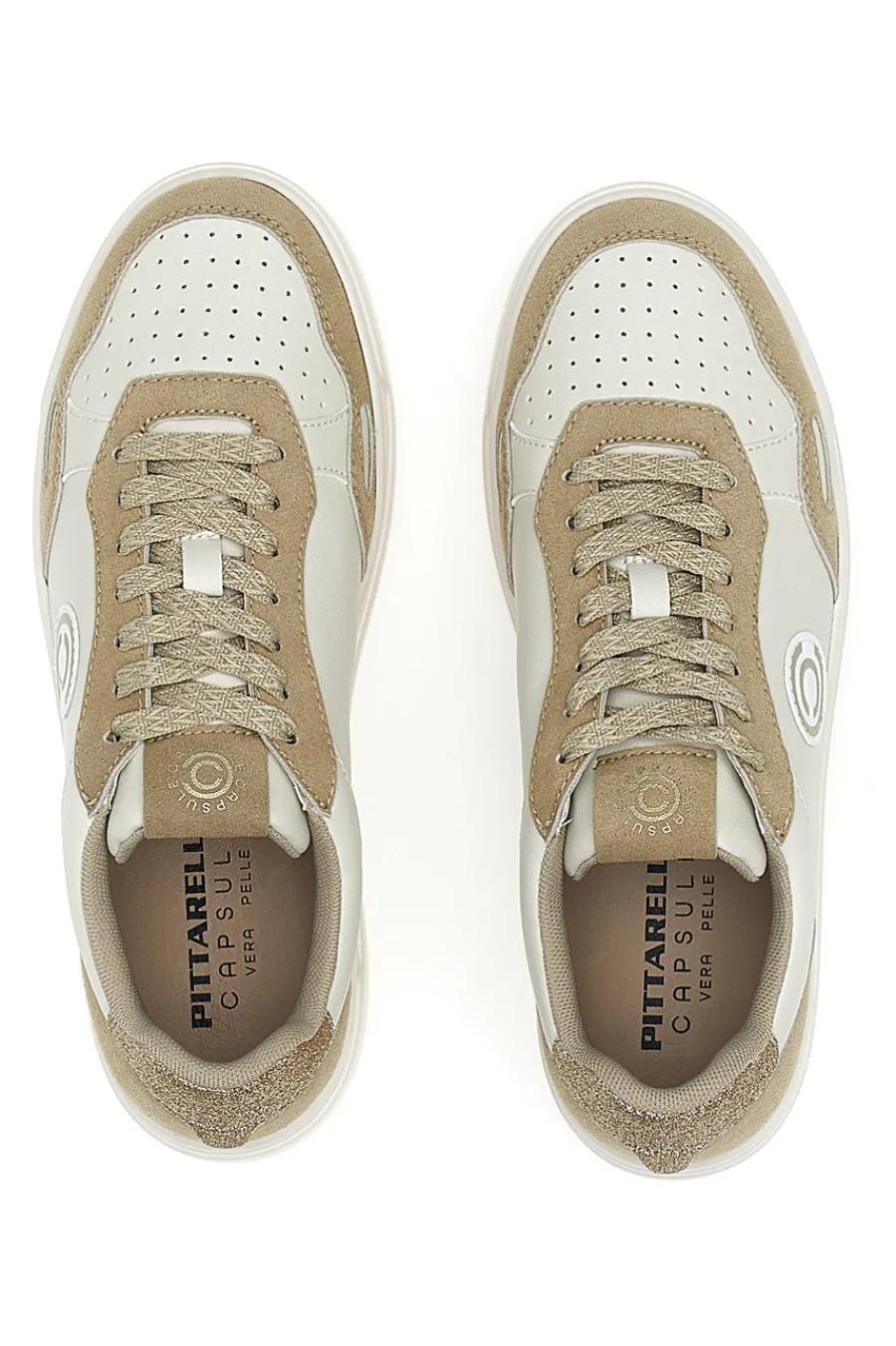 PITTARELLO CAPSULE Sneakers Bianco e Beige platform in pelle Casey Best