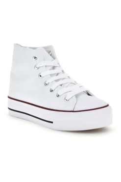 2T2L Sneakers in tela stringate alte 8012 BIANCO Hot