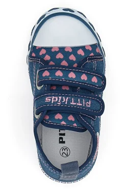 PITT KIDS Sneakers blu denim con cuori e scritte a strappo 4275