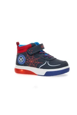 PITT KIDS Sneakers blu rosse alte con ragnatela e luci 116