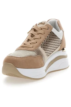 INBLU Sneakers cipria traforate con zip e zeppa 481IN SABBIA