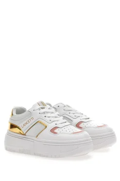 Donna LANCETTI Sneakers con Flatform 01 Bianche e Oro