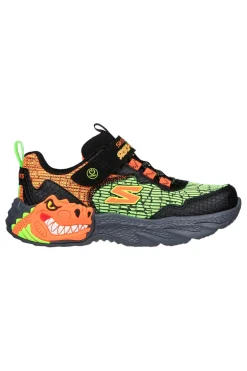 SKECHERS Sneakers con Luci Dino-Lights Nere e Verdi
