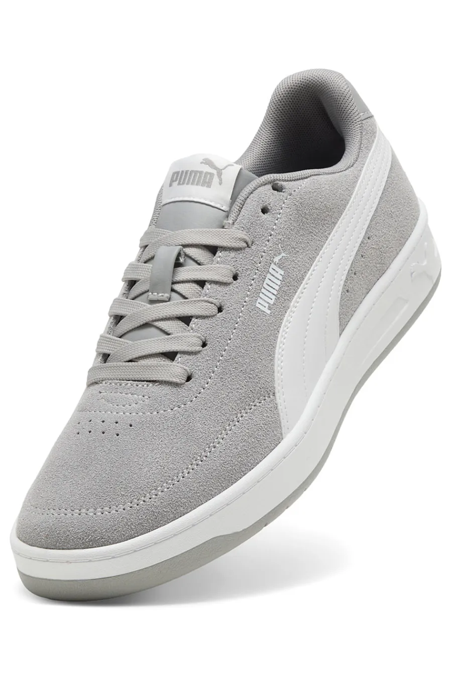 Uomo PUMA Sneakers grigie in pelle scamosciata con suola in gomma Court Classic Clean SD