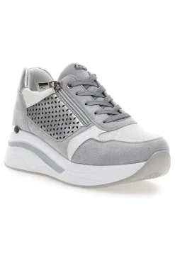 INBLU Sneakers grigie traforate con zip e zeppa 481IN GRIGIO Outlet