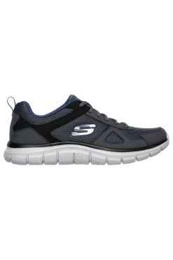 Uomo SKECHERS Sneakers grigio e blu in pelle e mesh con Memory Foam Track Scloric