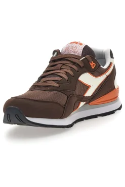 Uomo DIADORA Sneakers marroni in tessuto con dettagli arancioni 183076 300