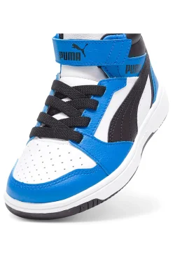 PUMA Sneakers mid bianche e blu con strappo Rebound V6 Mid AC+ PS