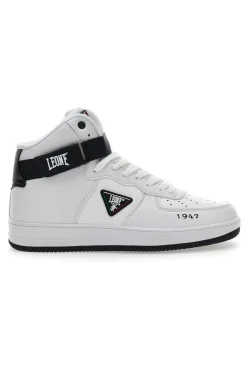 Uomo LEONE Sneakers Mid-Cut Bianche e Nere 47