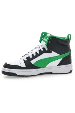 PUMA Sneakers Mid-Cut con Tomaia Traforata REBOUND V6 MID JR Nere e Verdi