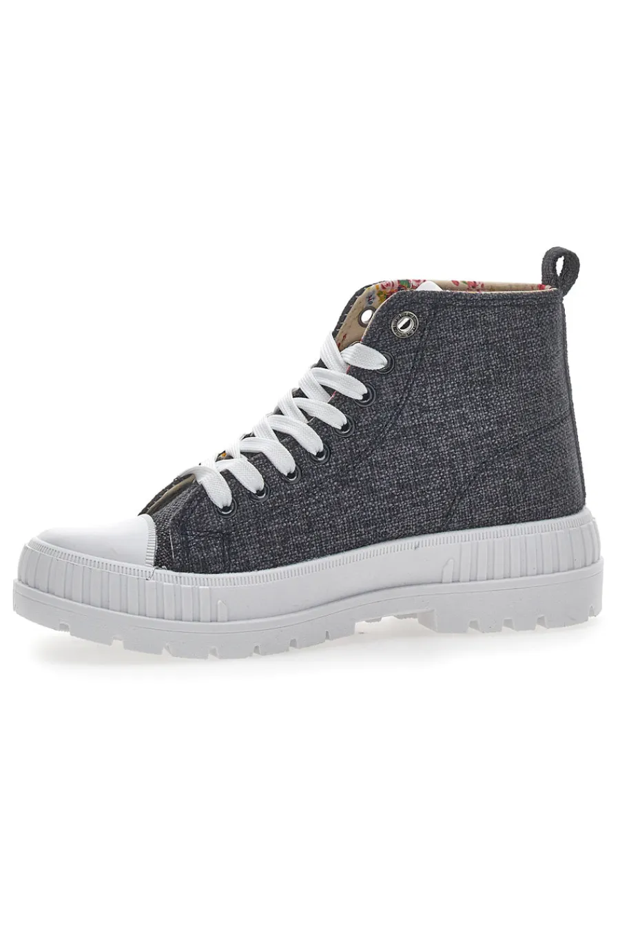 COTTON BELT Sneakers Mid Cut Linen Nere NERO Discount