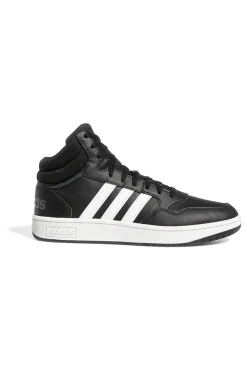 Uomo ADIDAS Sneakers Mid-Cut nere con bande bianche Hoops 3.0 Mid