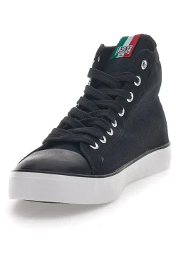 Uomo LEONE Sneakers Mid-Cut Nere e Bianche In Tela