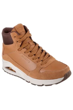 Uomo SKECHERS Sneakers mid-top color cuoio in suede e duraleather Uno Stacre Mid