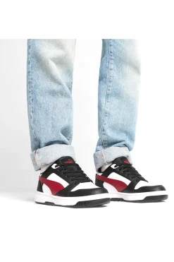 Uomo PUMA Sneakers Nere Bianche e Rosse Rebound V6 Low