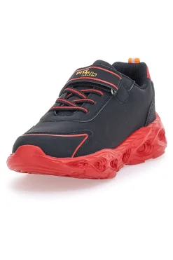 PITT KIDS Sneakers Nere con Fiamma Rossa Laterale e Luci K22886
