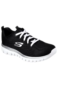 SKECHERS Sneakers nere con suola bianca in mesh e Memory Foam Graceful Get Connected NERO/GRIGIO Discount