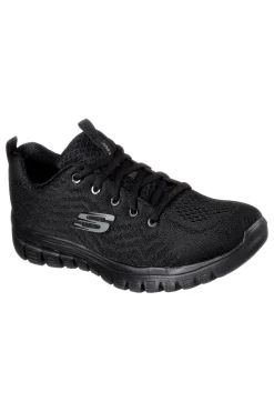 SKECHERS Sneakers nere in mesh con Memory Foam Graceful Get Connected NERO Outlet