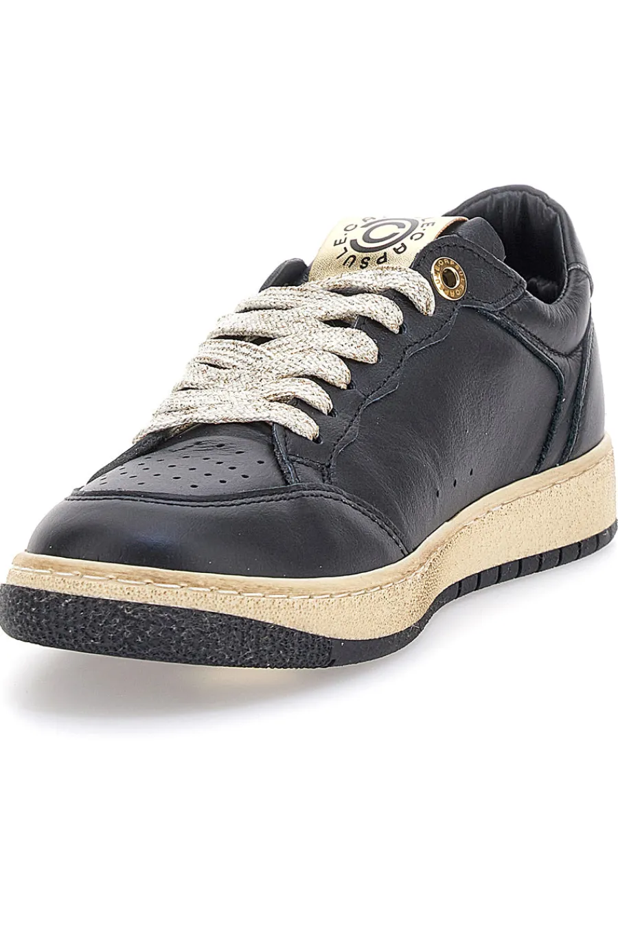 PITTARELLO CAPSULE Sneakers nere in pelle con dettagli glitter Made in Italy Kelly NERO New
