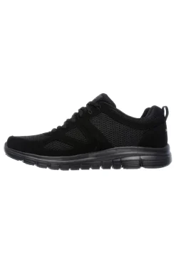 Uomo SKECHERS Sneakers nere in pelle e mesh con soletta memory foam Burns Agoura da Uomo