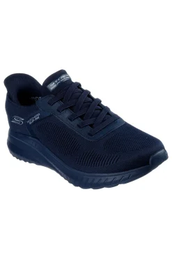 Uomo SKECHERS Sneakers sportive navy con Memory Foam e Slip-ins BOBS Squad Chaos Solid Step