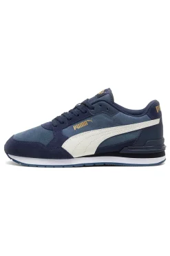 Uomo PUMA Sneakers ST Runner v4 in suede blu con banda laterale bianca