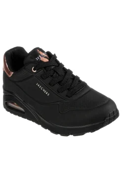 SKECHERS Sneakers total black con dettagli oro Uno Golden Air Outlet