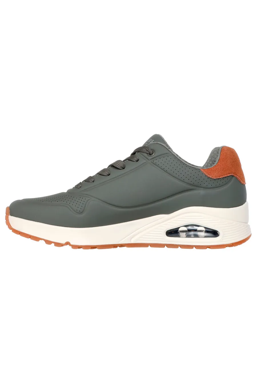 Uomo SKECHERS Sneakers oliva con suola ammortizzata Air-Cooled Memory Foam Uno Suited On Air