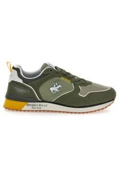 Uomo BEVERLY HILLS Sneakers verdi con dettagli gialli Polo Club Dylan Mix