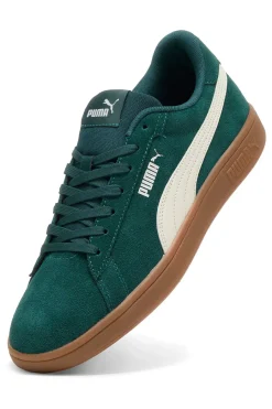 Uomo PUMA Sneakers verdi in pelle scamosciata con suola marrone Smash 3.0