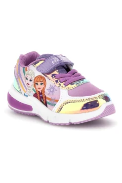 FROZEN Sneakers viola bianco stampa luci strappi D146