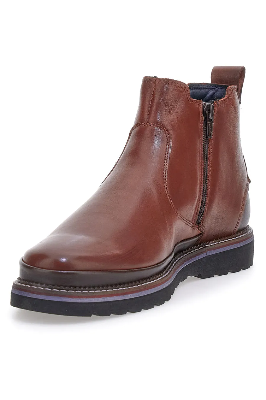 Uomo PITTARELLO ECO Stivaletti Beatles Chelsea boots marroni in vera pelle con fondo carrarmato 252480052