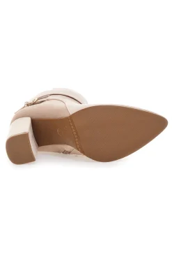 LE HAVRE PARIS Stivaletti beige con tacco alto e cinturino alla caviglia 6001 Hot