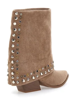 THE FIRST Stivaletti Beige Texani con Borchie Decorative 504 KHAKI