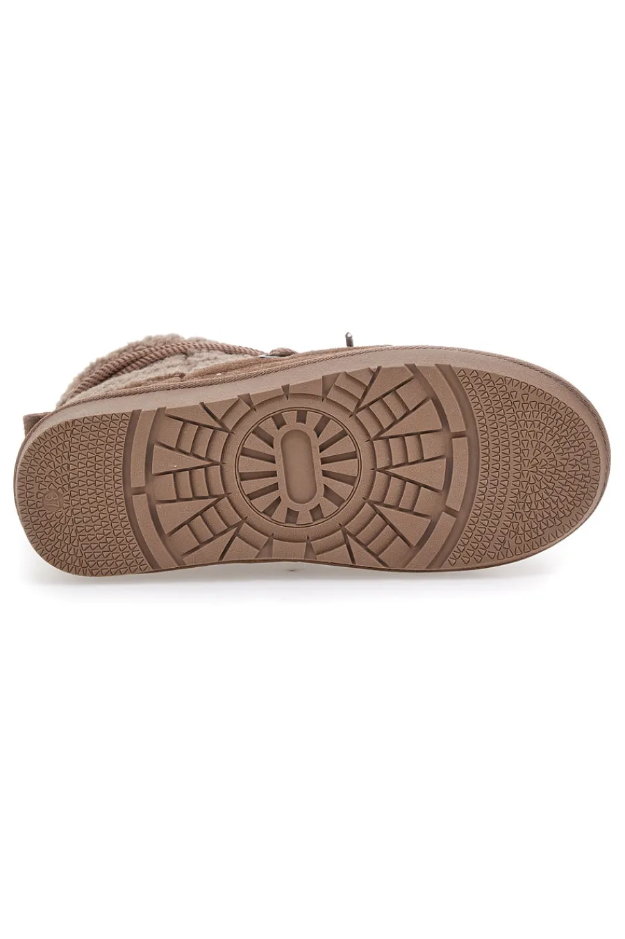 Donna MON DIEU Stivaletti Doposci marroni con pelo e inserti in tessuto teddy e lacci L1215