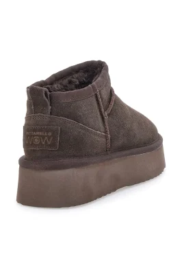 WOW PITTARELLO Stivaletti Flatform in Vera Pelle Scamosciata con Pelo Pittarello Wow 3547 TESTA DI MORO Hot
