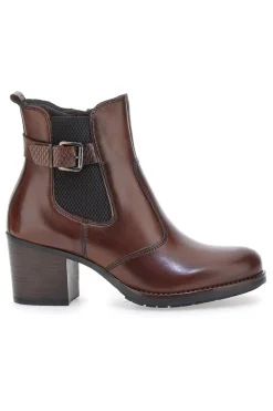 PITTARELLO CLASS Stivaletti marroni in vera pelle con tacco a blocco 3047 MARRONE