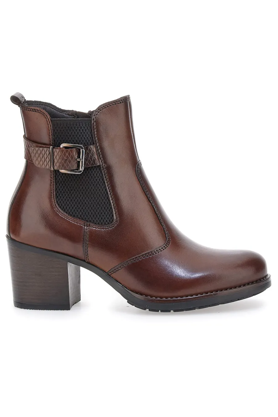 PITTARELLO CLASS Stivaletti marroni in vera pelle con tacco a blocco 3047 MARRONE