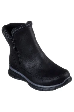 Donna SKECHERS Stivaletti neri con collo lavorato e Warm Tech Memory Foam Synergy Lovely Collab